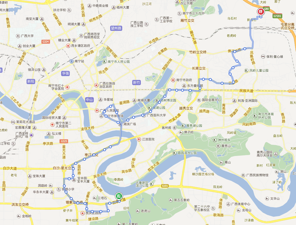 广西南宁29路公车直达南宁东站吗?我查地图还要走很长.